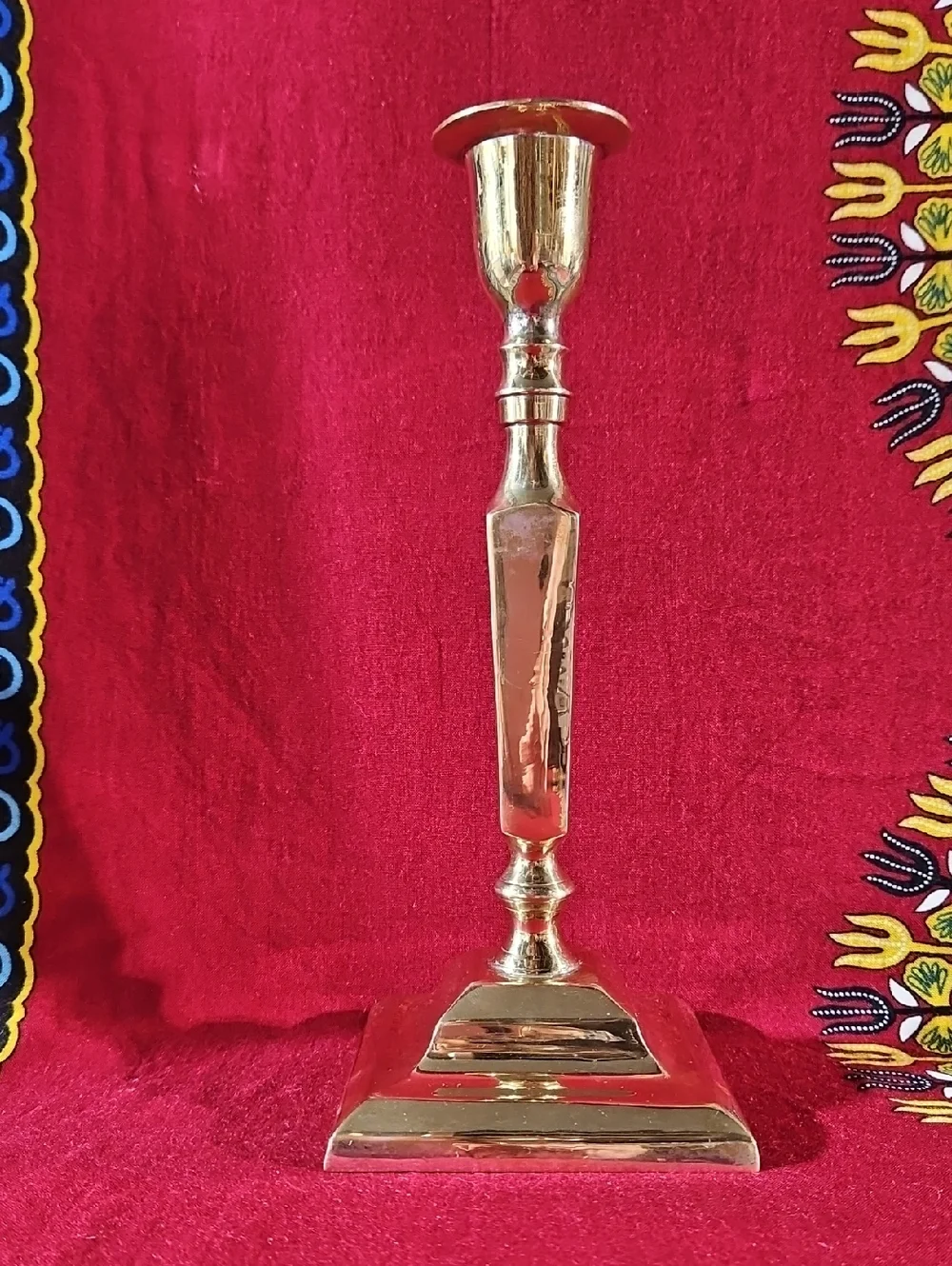 Vintage Brass Taper Candle Holder Mid Century Boho Accent Decor